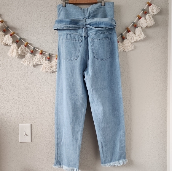 Marques Almeida Blue Denim Crossover Belted Buckle Jeans Designer Grunge Boho 6 - Picture 4 of 14
